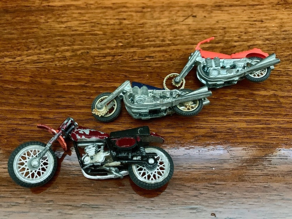 Lot of 3 VTG Motorcycles Made in Hong Kong & Mattel PARTS